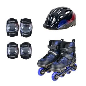 Kids inline skate combo set - helmet, protector and skate - skate equipment - sporting goods supplier - WINMAX - WME75469D - BLACK AND BLUE (3)-tuya