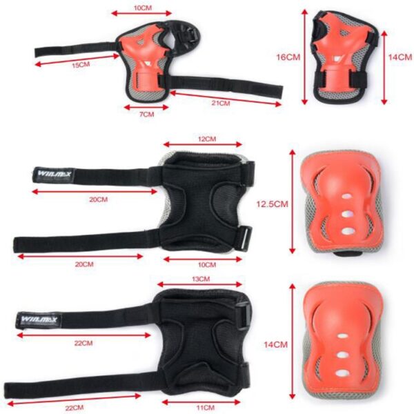 junior protetor for extreme sports - 2 knee pads - 2 elbow pads - 2 wristguards - winman - one-stop solution for sporting goods retailers - WME05732N - RED (7)-tuya