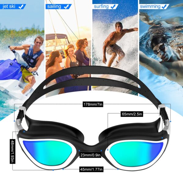 swimming goggle with polarized mirrored lens - adult swimming goggle - dive equipement - swimming equipment - WMB72710 - black and white and golden (6)-tuya